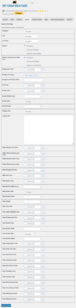 OWM Weather System Layout Settings